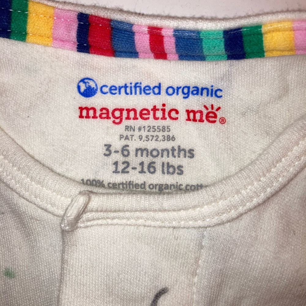 Magnetic Me Cream Footed Pajamas with Green Dinosaur Print - Picture 3 of 4